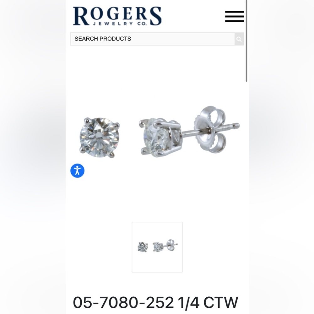14k White Gold 1/4 CTW Earrings